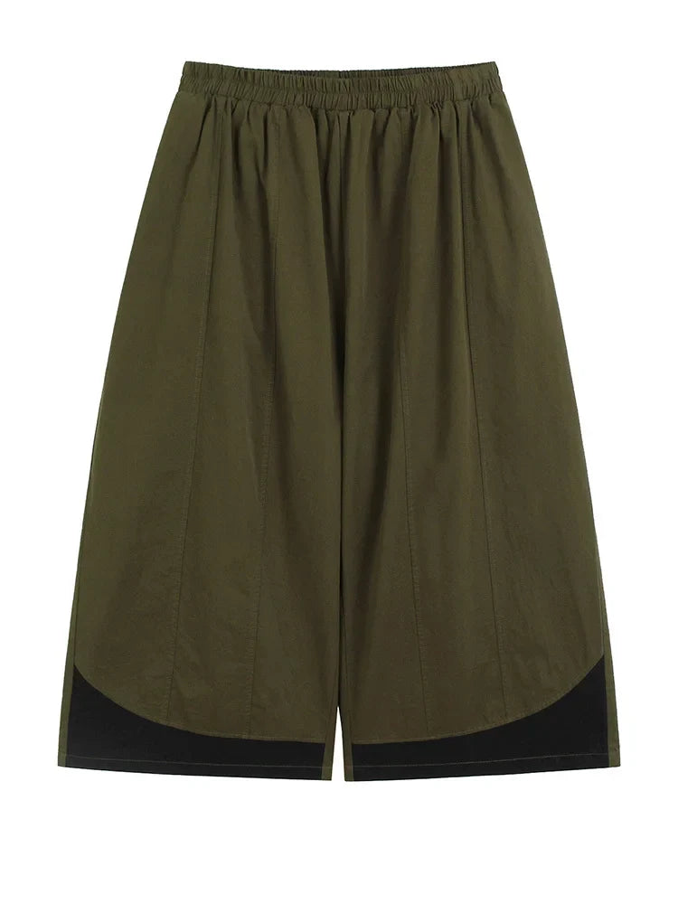 Grounded Coffee Colorblock Wide Leg Trousers