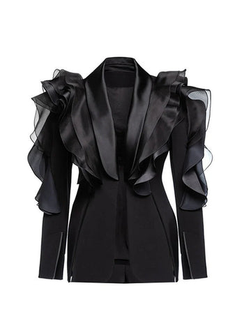 Audacious Ruffled Satin Blazer