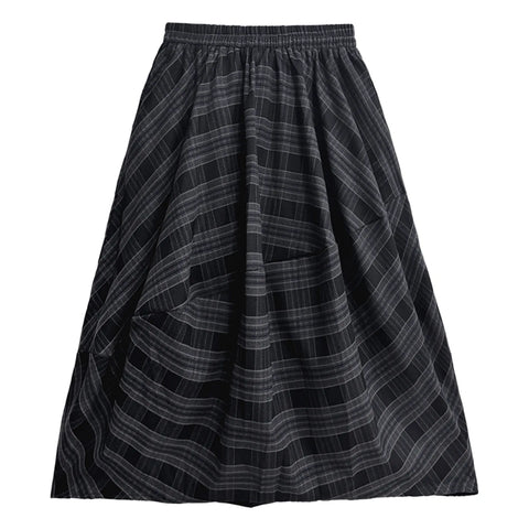 Audacious Plaid Spliced A-Line Skirt