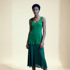 Green Knit Midi Dress w/ Sheer Underlay