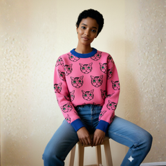 Pink Knit Cat Sweater