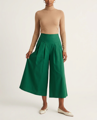 The Emerald Pleated-Waist Culotte