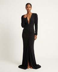 Onyx Ruched Jersey Gown