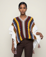 Amhara Chevron Ruffle Poncho