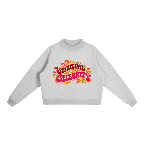 Spiritual Celebrity Oversized Fleece Mock-Neck Sweatshirt