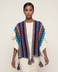 Marisol Striped Knit Poncho