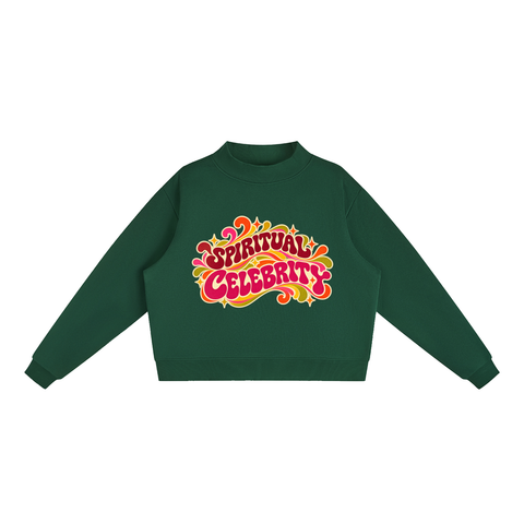 Spiritual Celebrity Oversized Fleece Mock-Neck Sweatshirt