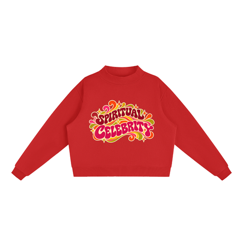 Spiritual Celebrity Oversized Fleece Mock-Neck Sweatshirt