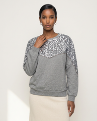 Silver Sequin Yoke Sweatshirt