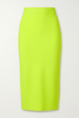 Neon Lime Bandage Pencil Midi Skirt with Center Back Zipper (Damaged)