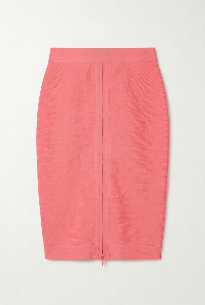 Coral pink bandage pencil skirt, front