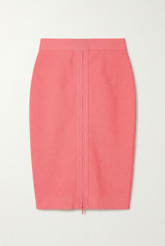 Coral pink bandage pencil skirt, front
