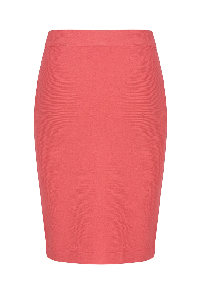 Coral pink bandage pencil skirt, back