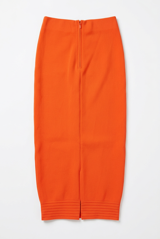 Orange bandage midi pencil skirt, back view