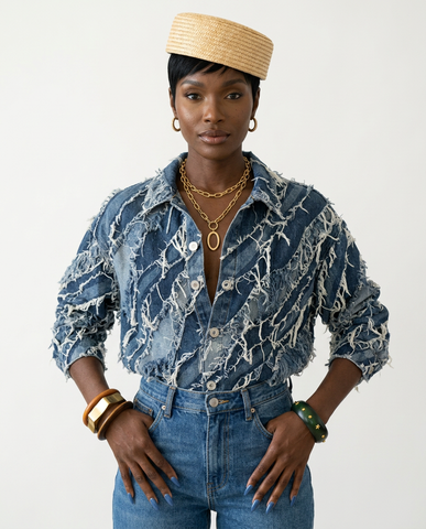 Daring Tassel Patchwork Denim Jacket