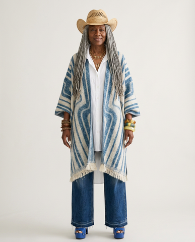 Wanderlust Striped Fringe Poncho