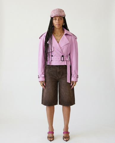 Fierce Pink Faux Leather Trench