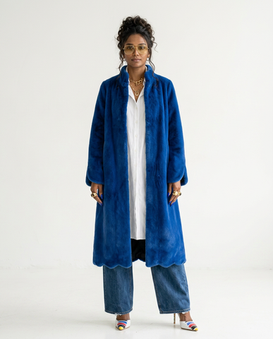 Limitless Blue Faux Fur Coat
