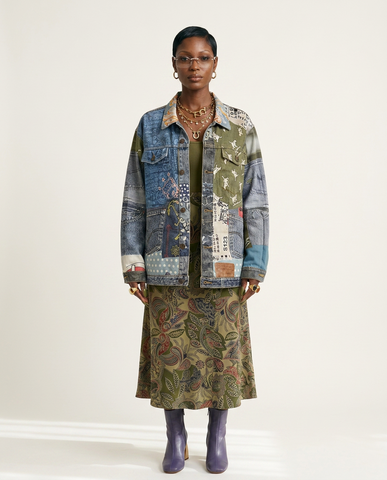 Unique Oversized Printed Denim Jacket