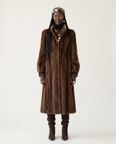 Elegant Brown Faux Fur Coat