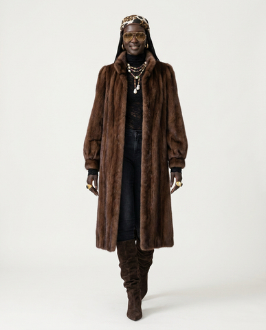 Elegant Brown Faux Fur Coat