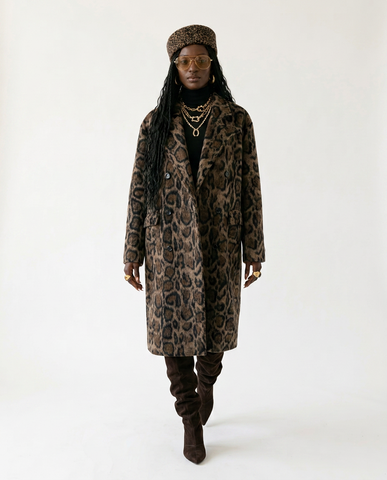 Fierce Leopard Print Woolen Coat