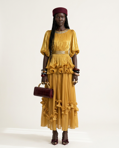 Radiant Shimmer Ruffled Maxi Dress