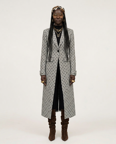 Elegant Polka Dot Long Jacket