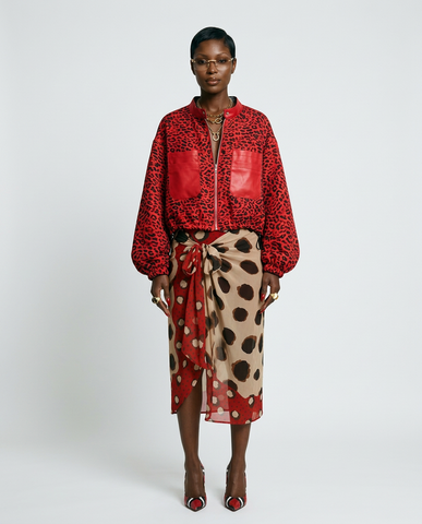 Fierce Leopard Contrast Bomber Jacket