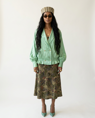 Radiant Jacquard Gathered Blouse