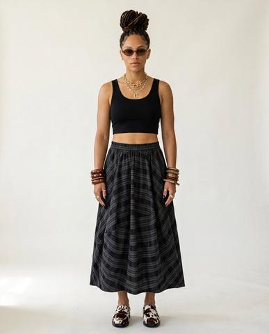Audacious Plaid Spliced A-Line Skirt