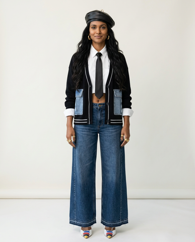 Audacious Denim Patchwork Cardigan