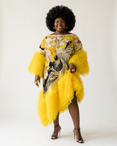 Vibrant Pleated Ruffle Maxi Kaftan