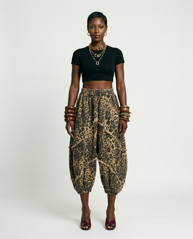Wild Heart Leopard Patchwork Wide-Leg Jeans