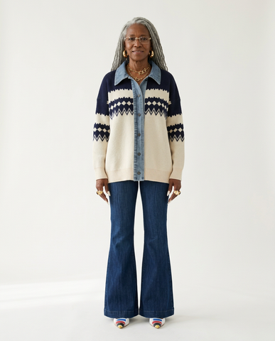 Adventurous Knitted Denim Cardigan