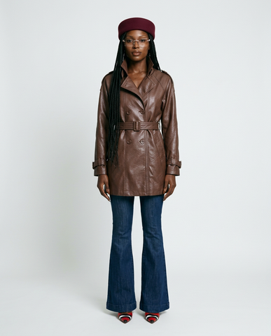 Confident Double Breasted Vegan Leather Jacket