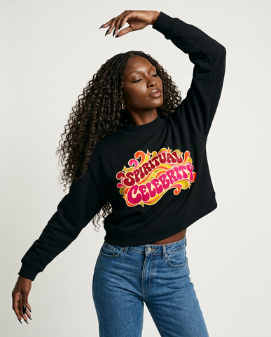 Spiritual Celebrity Oversized Fleece Mock-Neck Sweatshirt