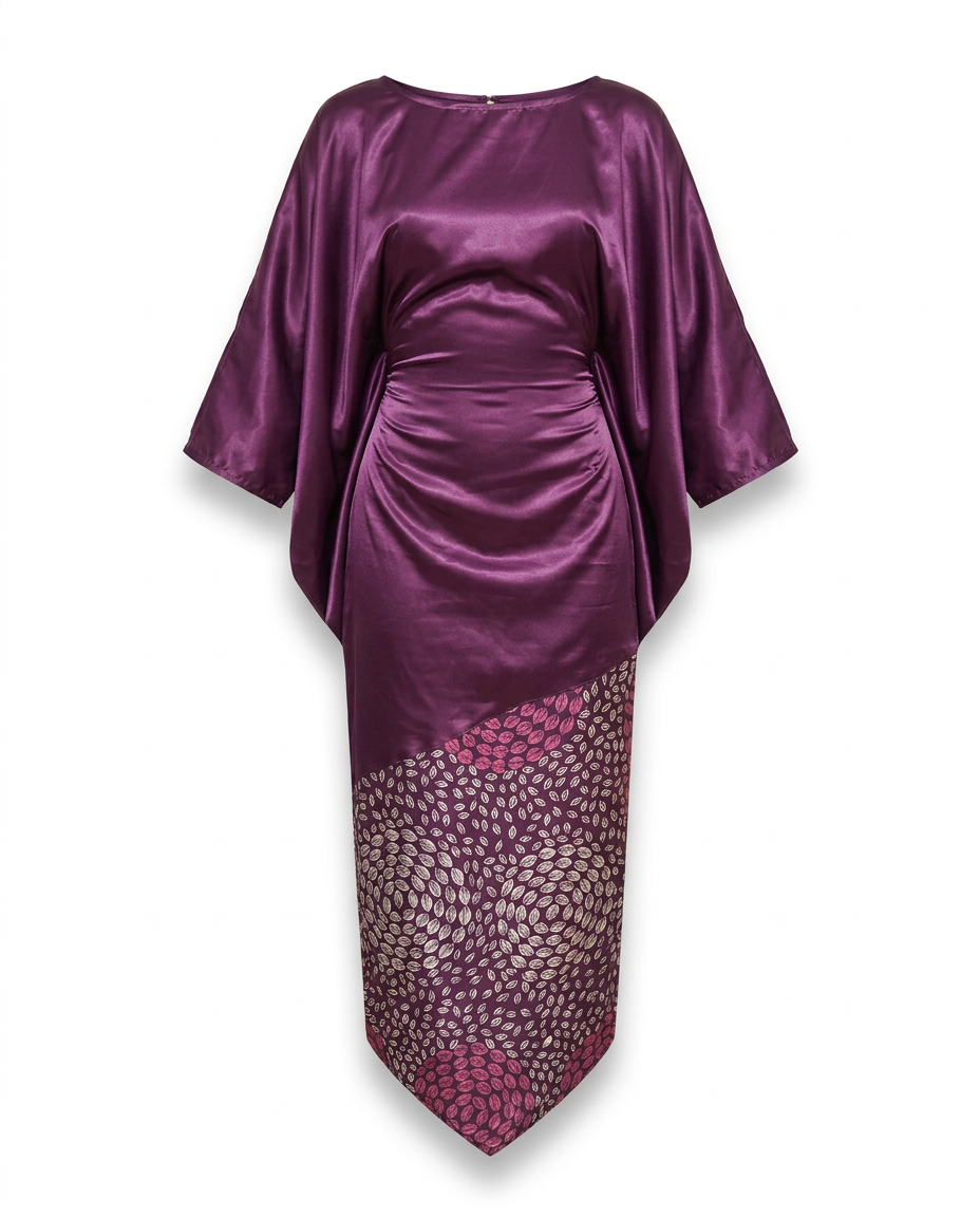 Mba-anu Liquid Mikado & Ankara Silk Boubou Dress