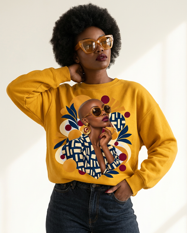 Indigo Block Bald Women's Graphic Sweatshirt