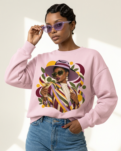 Lavender Stripe Fedora Women's Graphic Sweatshirt