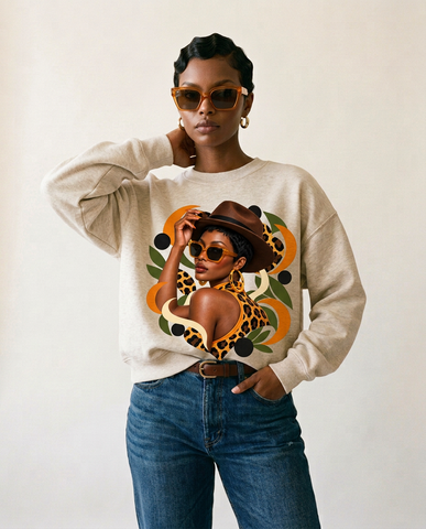 Saffron Cheetah Fedora Women's Graphic Sweatshirt