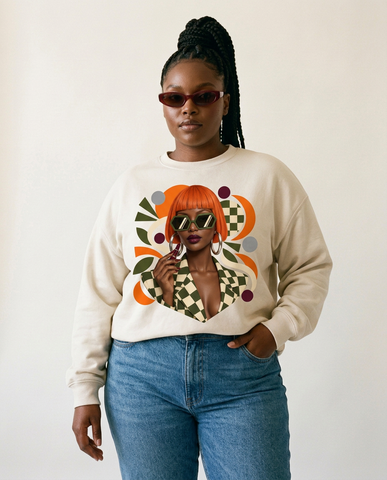 Tangerine Checker Lipstick Women's Graphic Sweatshirt
